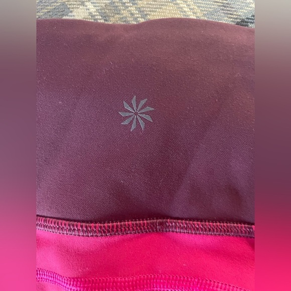 Athleta All In Structure Colorblock 7/8 Leggings Contrast Auberge Red Pink - Picture 6 of 8